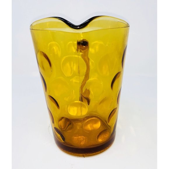 HAZEL-ATLAS ELDORADO Dot Thumbprint Pitcher ~ Granada Gold ~ Vogue Mid Century - Picture 2 of 8